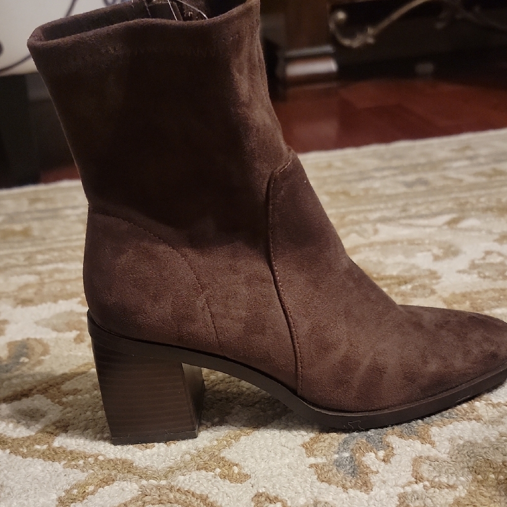 Anne Klein Chocolate Suede Heeled Boots